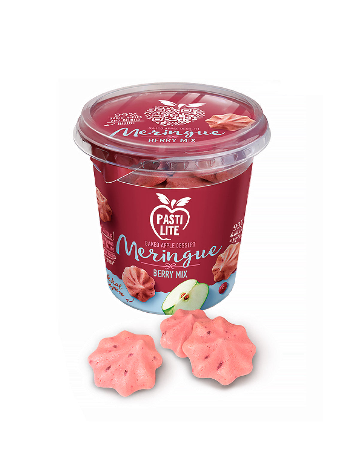 Knusprig Apfel-Baisers mit Beeren ohne Zucker 35 g
