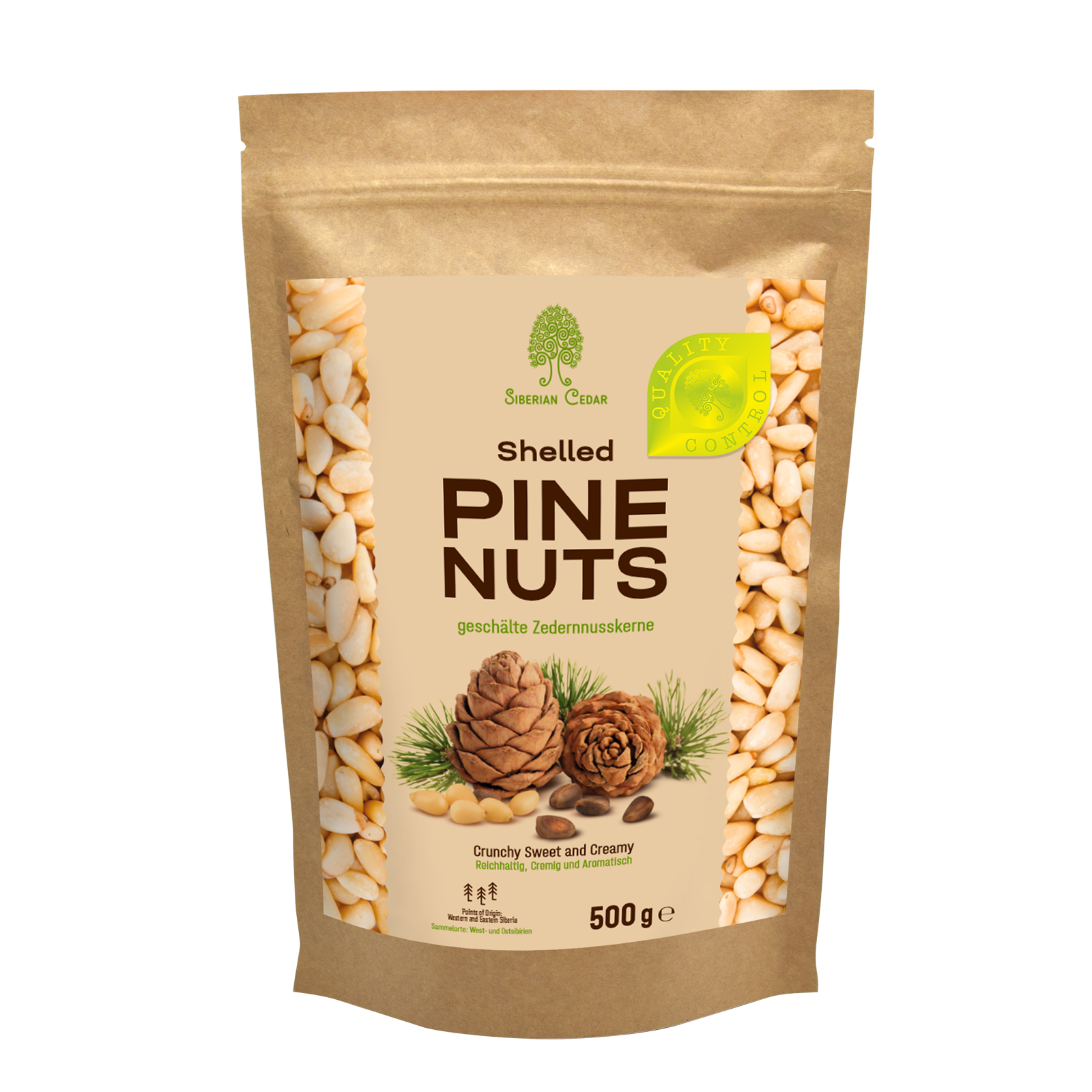 Premium Bio Pinienkerne, ausgewählt, 500 g